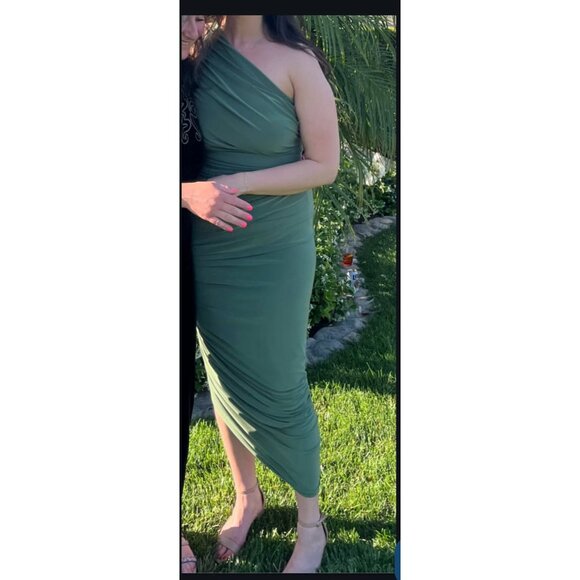 norma kamali diana gown green sage bridesmaid dress size L - Picture 5 of 5
